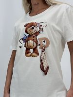 Tricou din bumbac cu imprimeu urs 3d - imagine 3