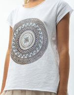 Tricou din bumbac cu model indi - imagine 2