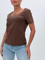 Tricou basic din bumbac cu decolteu în V - imagine 19