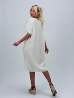 Rochie vaporoasă cu mânecă scurtă și buzunare ascunse - imagine 4