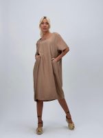 Rochie vaporoasă cu mânecă scurtă și buzunare ascunse - imagine 22