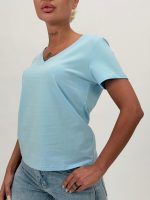 Tricou basic din bumbac cu decolteu în V - imagine 15