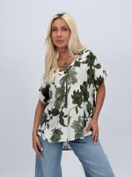 Bluză oversized cu imprimeu floral și decolteu în V - imagine 2
