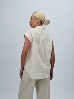 Cămașă din bumbac cu broderie bej - imagine 8