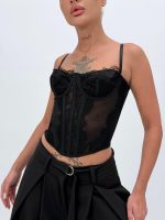 Top corset transparent cu dantelă - imagine 2