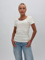 Tricou din bumbac cu decolteu la baza gâtului