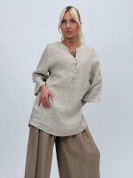 Cămașă din in cu 5 nasturi - imagine 5