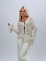 Cardigan din tricot cu adaos de in - imagine 4