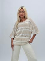 Bluză din tricot perforat cu mânecă 3/4 - imagine 2