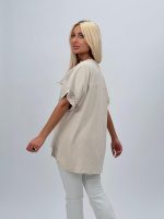 Bluză din in cu model croșetat la mâneci - imagine 8