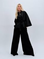 Poncho cu cordon în talie - imagine 18