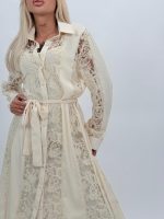 Rochie lungă tip cămașă cu dantelă - imagine 5