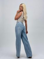 Jeans | Blug drept albastru cu model stea la buzunar - imagine 8