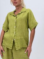 Cămașă oversized din in cu mânecă scurtă - imagine 10