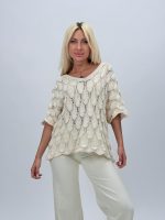 Bluză tricotată din bumbac cu model - imagine 3