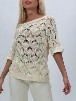 Bluză din tricot cu model perforat - imagine 3