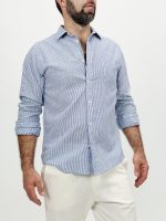 Cămașă din in cu dungi mici