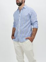 Cămașă din in cu dungi late - imagine 14