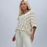 Bluză tricotată din bumbac cu model