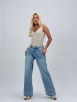 Jeans | Blug drept albastru cu model stea la buzunar - imagine 3