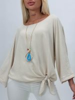 Bluză raglan din voal cu colier - imagine 7