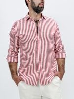 Cămașă din in cu dungi late - imagine 6