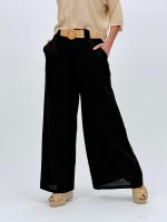 Pantalon din in cu curea - imagine 11