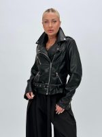 Jachetă din piele eco cu fermoare - imagine 18