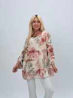 Bluză din voal cu imprimeu floral