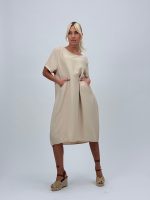 Rochie vaporoasă cu mânecă scurtă și buzunare ascunse - imagine 5