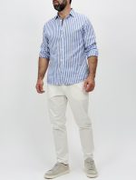 Cămașă din in cu dungi late - imagine 17