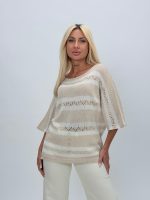 Bluză din tricot perforat cu mânecă 3/4