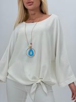 Bluză raglan din voal cu colier - imagine 3