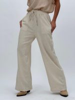 Pantalon din in cu șnur în talie - imagine 2