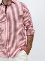 Cămașă din in cu dungi late - imagine 7