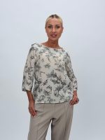 Bluză din bumbac cu imprimeu gri - imagine 2