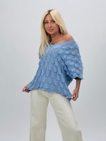 Bluză tricotată din bumbac cu model - imagine 6