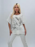 Bluză din in cu model croșetat la mâneci - imagine 2