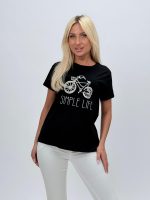 Tricou din bumbac cu imprimeu și ștrasuri - imagine 5