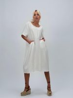 Rochie vaporoasă cu mânecă scurtă și buzunare ascunse - imagine 2