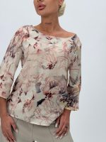 Bluză din bumbac cu imprimeu bordeaux - imagine 3