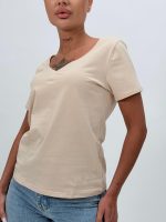 Tricou basic din bumbac cu decolteu în V - imagine 7