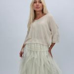 Bluză scurtă tip raglan cu lurex