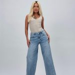 Jeans | Blug drept albastru cu model stea la buzunar