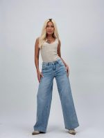 Jeans | Blug drept albastru cu model stea la buzunar