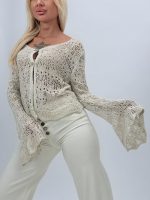 Cardigan din tricot cu adaos de in - imagine 3