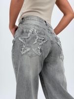 Jeans | Blug gri drept cu model stea la buzunar - imagine 6