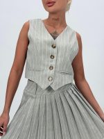 Set fustă și vestă cu dungi - imagine 4