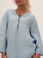 Cămașă din in cu 5 nasturi - imagine 12