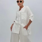 Cămașă din in cu buzunare